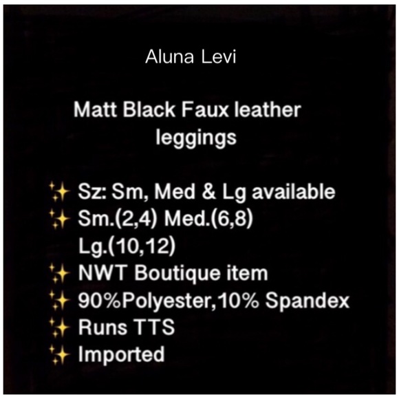 Black Matt Faux Leather Leggings NWT - Picture 8 of 8